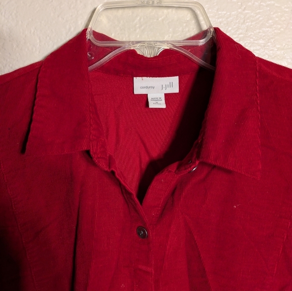 J.jill Red Button-Up Corduroy Women's Shirt Size M Pre-owned - Picture 5 of 7